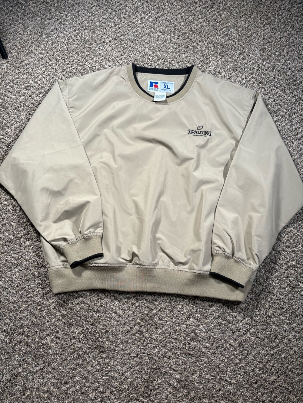 Russell Athletic Beige Lightweight Crewneck Pullover with Black Trim